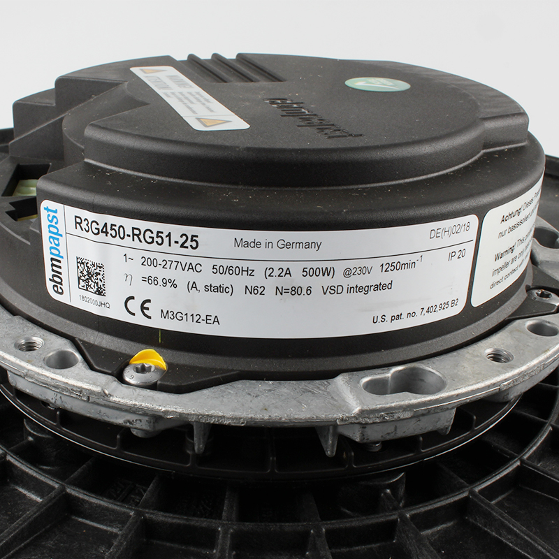 ebmpapst Air purification centrifugal fan Air conditioning centrifugal fan φ450mm 200/277V 2.2A 500W R3G450-RG51-25
