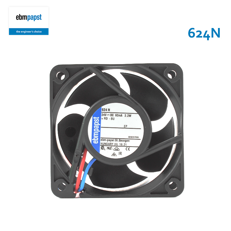 ebmpapst 60mm dc axial cooling fan plastic cooling fan 6025 24V 92mA 2.2W 624N