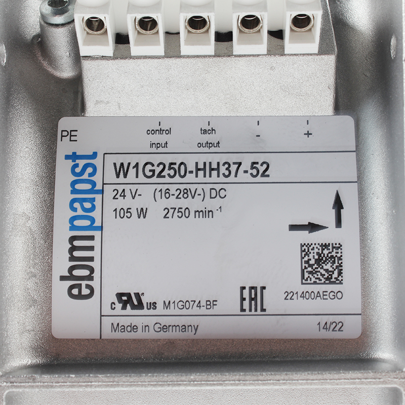 ebmpapst axial fan dc 24v axial fan motor 250mm 5.0A 105W W1G250-HH37-52