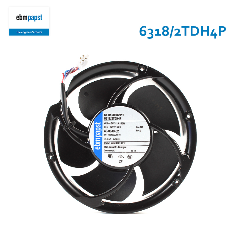 ebmpapst 48v cooling fan industrial cooling fans 172×51mm 3.1A 150W 6318/2TDH4P