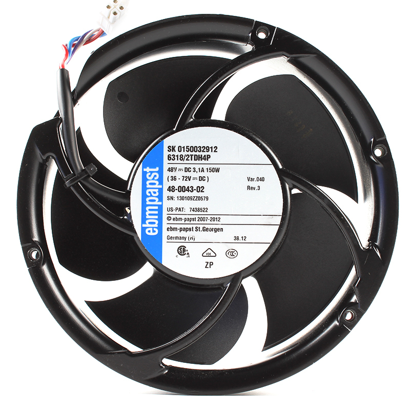 ebmpapst 48v cooling fan industrial cooling fans 172×51mm 3.1A 150W 6318/2TDH4P