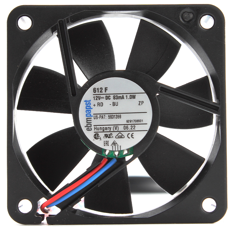 ebmpapst low noise cooling fan 60mm dc axial cooling fan 6015 12V 83mA 1.0W 612F