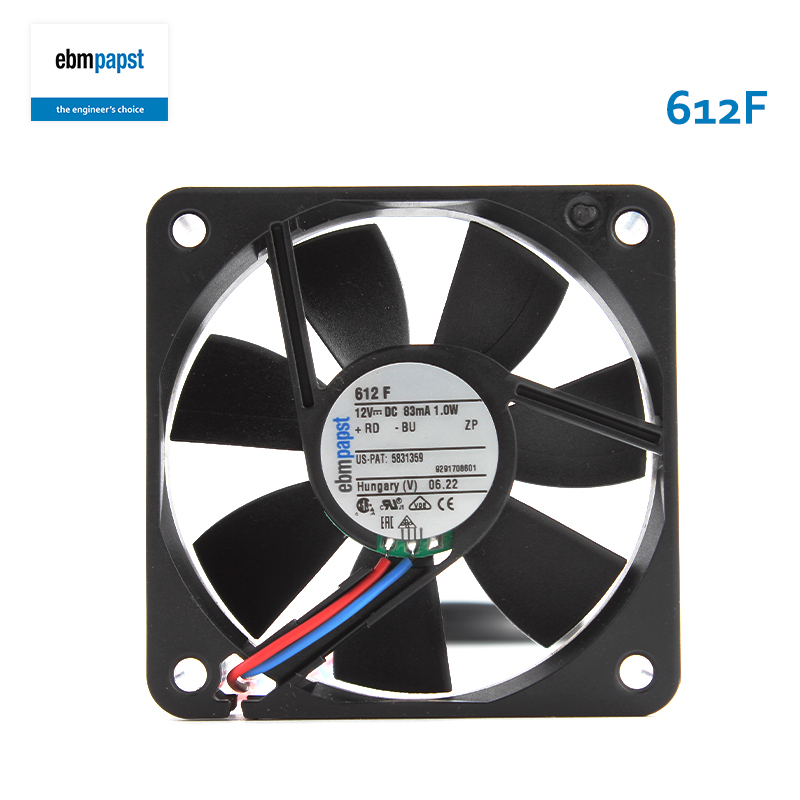 ebmpapst low noise cooling fan 60mm dc axial cooling fan 6015 12V 83mA 1.0W 612F