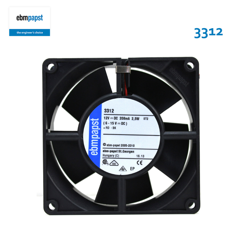 ebmpapst cabinet cooling fan 92mm cooling fan 9232 12V 208mA 2.5W 3312