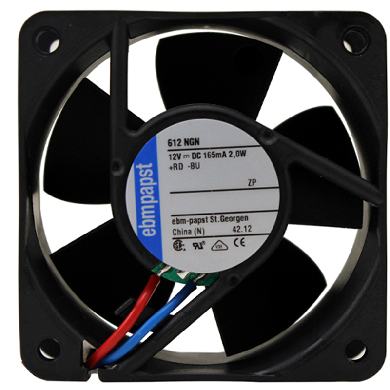 ebmpapst mini cooling fan 60mm dc axial cooling fan 6025 12V 165mA 2.0W 612NGN