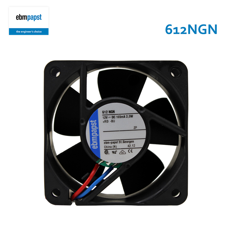 ebmpapst mini cooling fan 60mm dc axial cooling fan 6025 12V 165mA 2.0W 612NGN