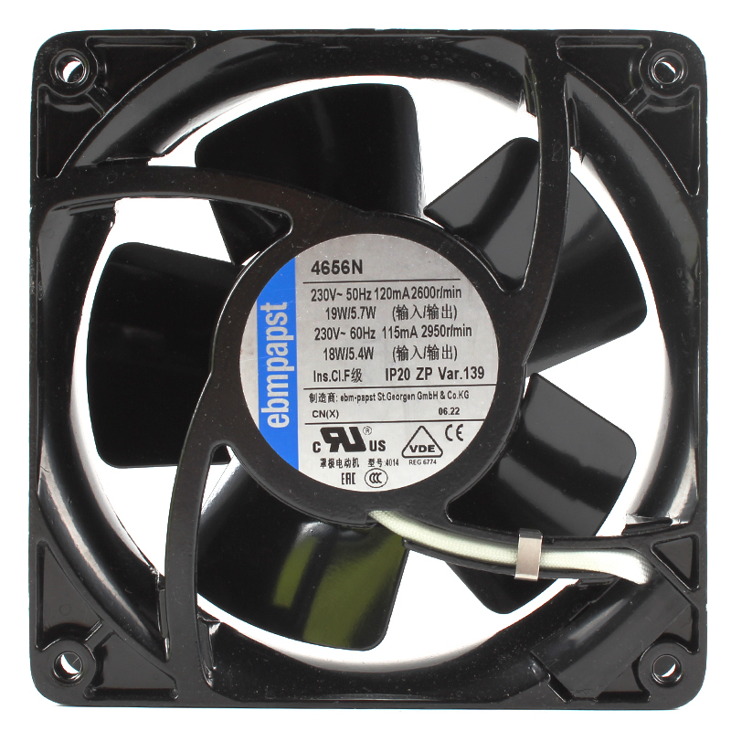 ebmpapst high temperature cooling fan axial fan ac 120x120x38 230V 12038 0.12A 19W 4656N