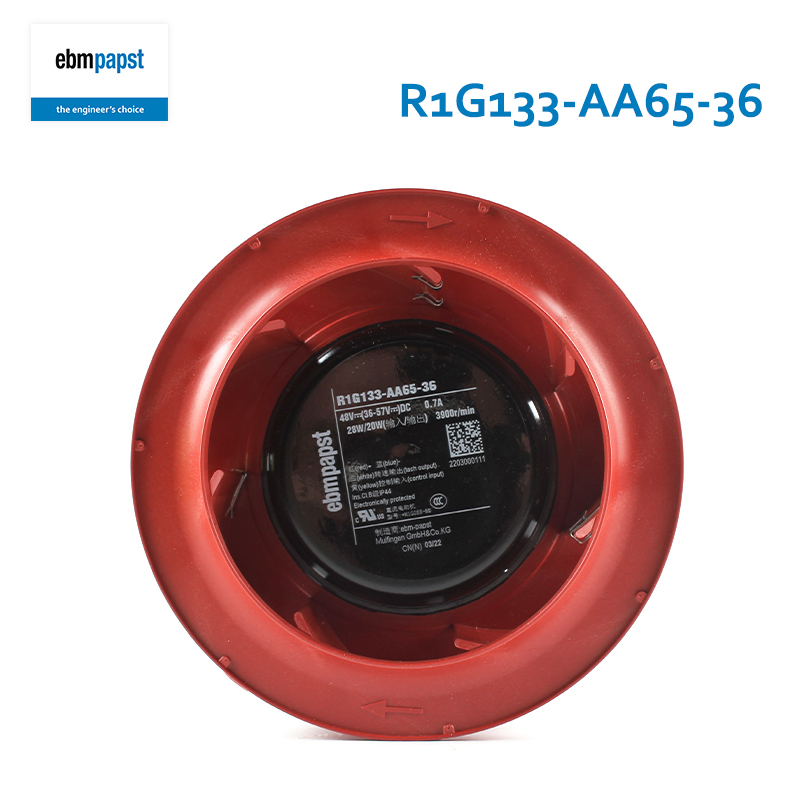 ebmpapst air purifier centrifugal fan 48vdc centrifugal fan 133mm 0.7A 28/20W R1G133-AA65-36