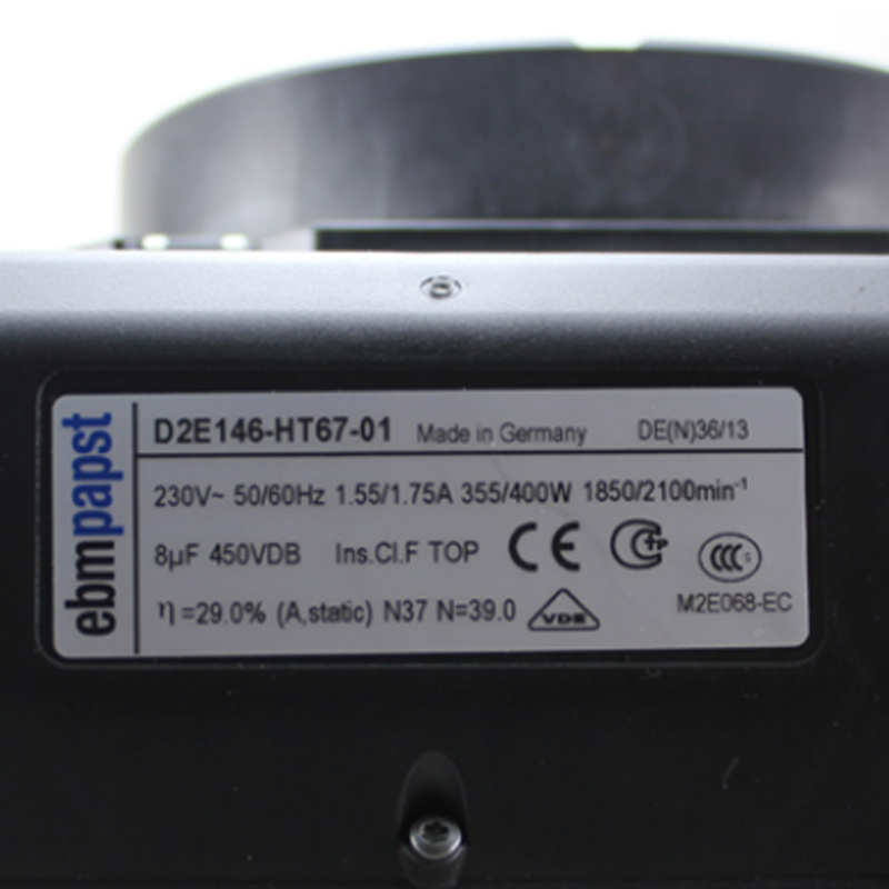 ebmpapst 230v centrifugal blower fan mini blower fan 146mm 1.55/1.75A  355/400W D2E146-HT67-01