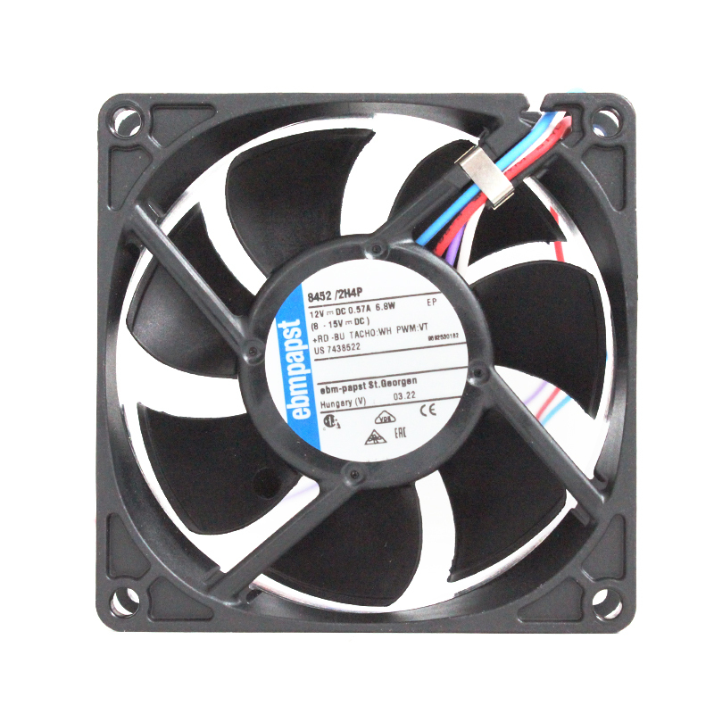ebmpapst cooling fan 80mm small cooling fan 80×80×25mm 12V 0.57A 6.8W 8452/2H4P