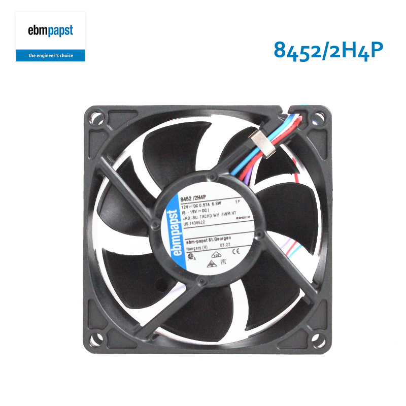 ebmpapst cooling fan 80mm small cooling fan 80×80×25mm 12V 0.57A 6.8W 8452/2H4P