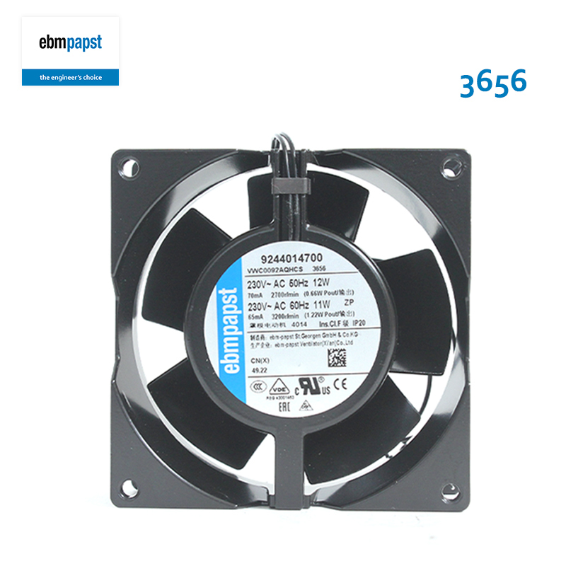 ebmpapst 92x92x38 dc cooling fan ebm axial fan 9238 230V 70mA 12W 3656
