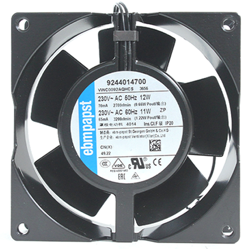 ebmpapst 92x92x38 dc cooling fan ebm axial fan 9238 230V 70mA 12W 3656