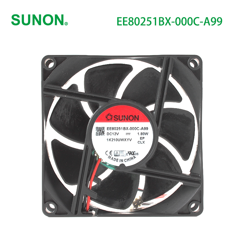 SUNON dc ball bearing fan dc radial fan 80×80×25mm 12V 0.15A 1.8W EE80251BX-000C-A99