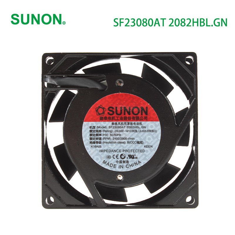 SUNON 80mm ac fan 220v ac axial cooling fan 80×80×25mm 0.06A 14/13.5W SF23080AT 2082HBL.GN