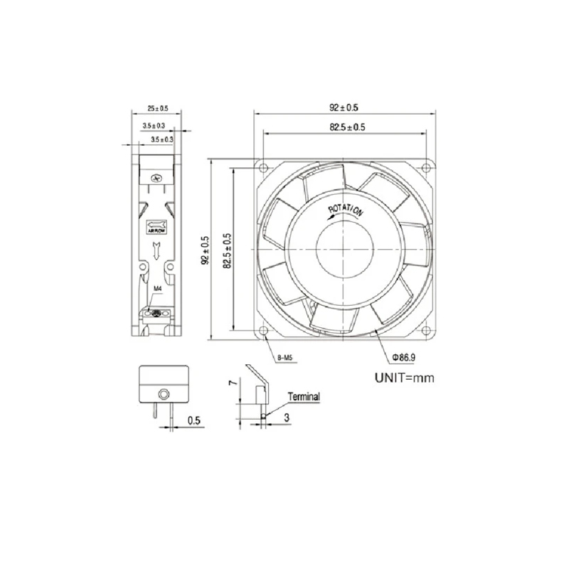 KAKU KA9225HA2BT AC220V 0.10A/0.09A ball bearing magnesium alloy frame PC fan blade axial fan industrial cooling fan
