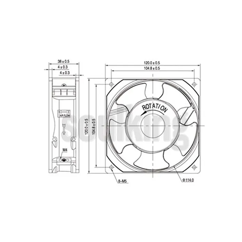 KAKU KA1238HA3  12038  AC380V 0.07A ball bearing metal fan blade waterproof fan factory direct sales