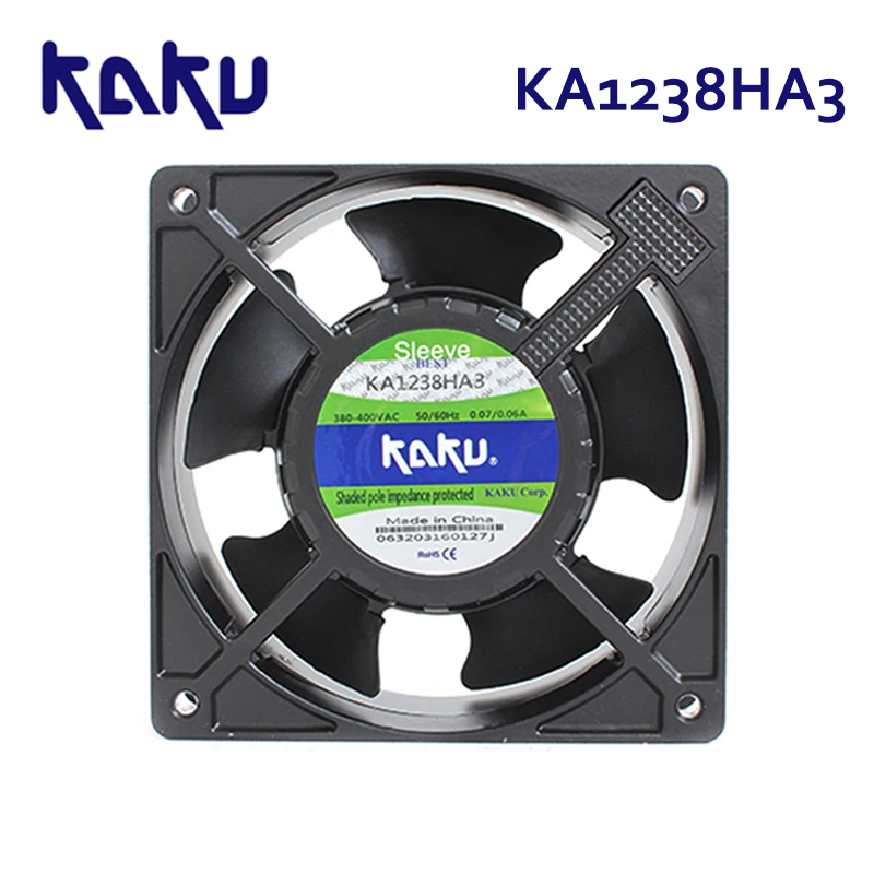 KAKU 12038 380V electric cabinet cooling fan manufacturer 380V axial flow fan oil containing IP55 waterproof all metal dispersing   cooling fan KA1238HA3