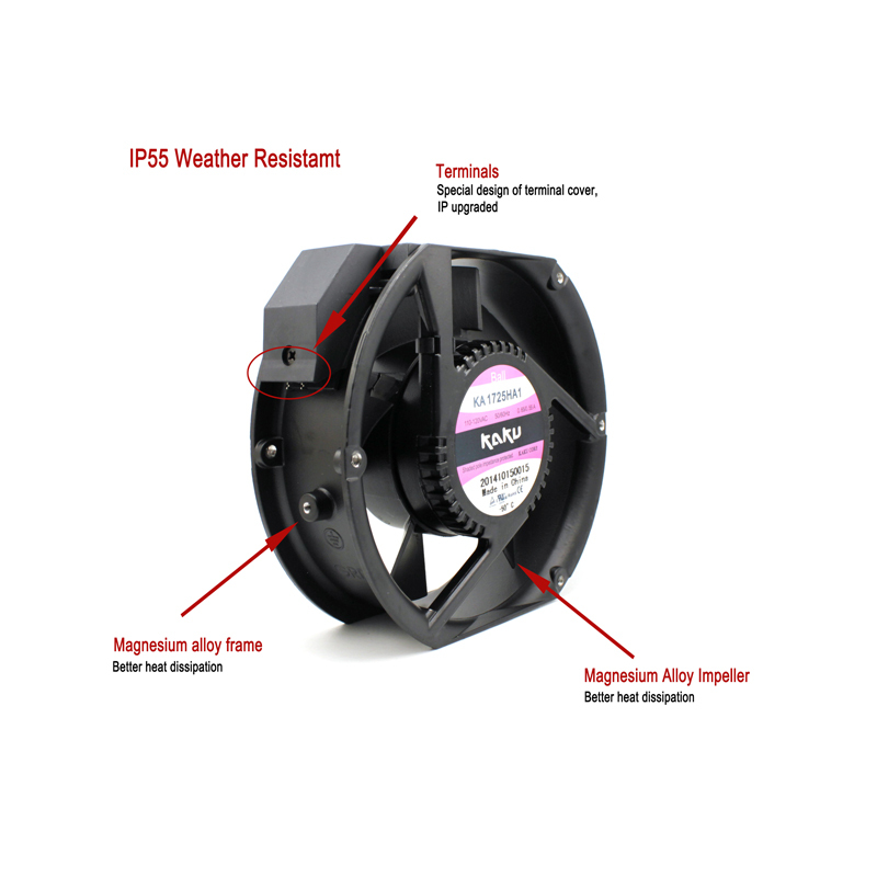 KAKU 17251 AC110V 0.65A  Ball cooling Fan all metal high-temperature resistant cabinet equipment cooling fan KA1725HA1