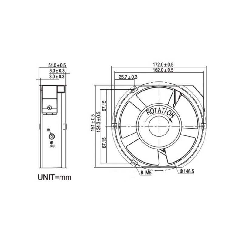 Original genuine KAKU KA1725HA2 17251 220V high temperature resistant axial flow fan  waterproof and oil containing fan