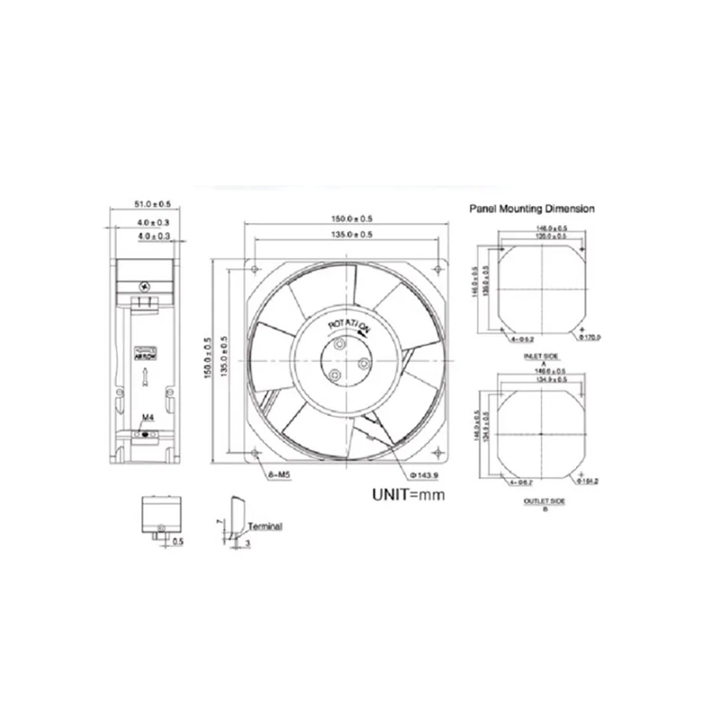 Original genuine KAKU KA1525HA2 220V 15051 large air volume industrial fan small waterproof fan manufacturer direct sales specifications and models complete