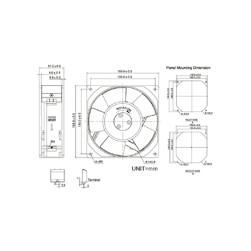 KAKU KA1525HA2 220V 0.18A/0.15A ball bearing metal fan blade waterproof fan  brand new original stock