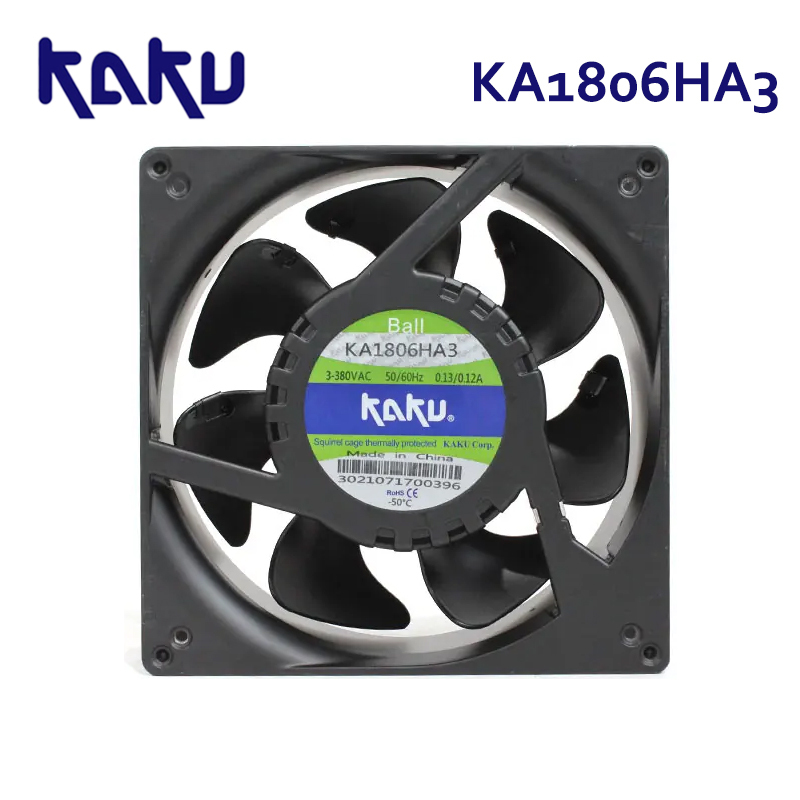 Original Kaku KA1806HA3 18060 380v high-temperature resistant axial fan three-phase axial cooling fan  PC frame fan blade