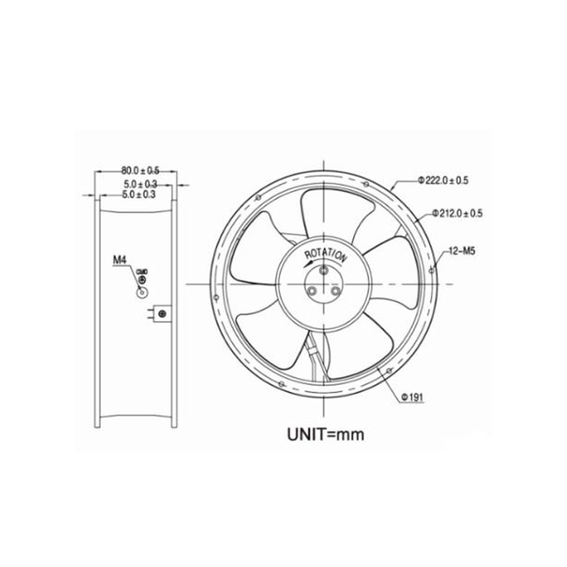 KAKU KA2208HA2-2 AC220V 22080 five leaf all metal fan with waterproof rating of IP55 axial flow fan available for immediate shipment