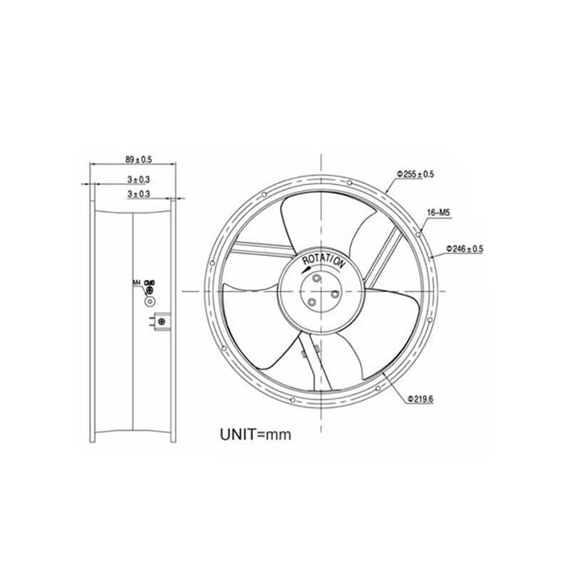 KAKU KA2509HA2-4 HTR100 25489 220V 0.12A High Temperature Axial Flow Fan KAKU Fan Manufacturer Fan Factory