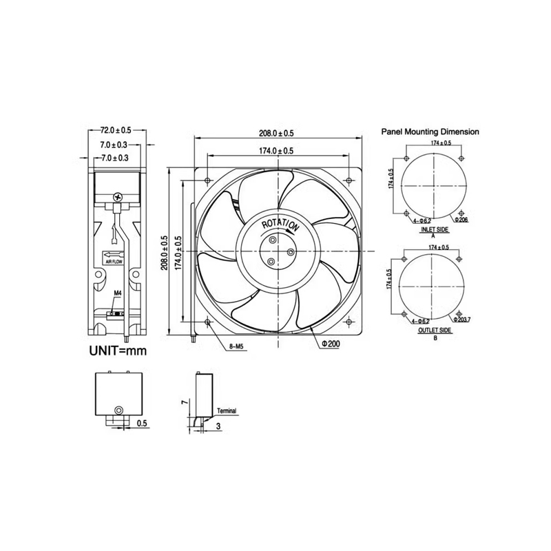 New KAKU KA2072HA1 2072 110-120V 0.90A KAKU Cooling Fan Industrial High Temperature and Waterproof Axial Flow Cooling Fan