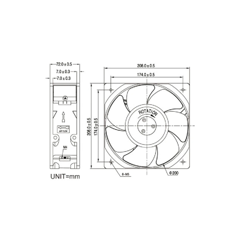 KA2072HA3 brand new original KAKU 20872 0.18A 380V 3-phase axial flow fan air compressor cooling fan