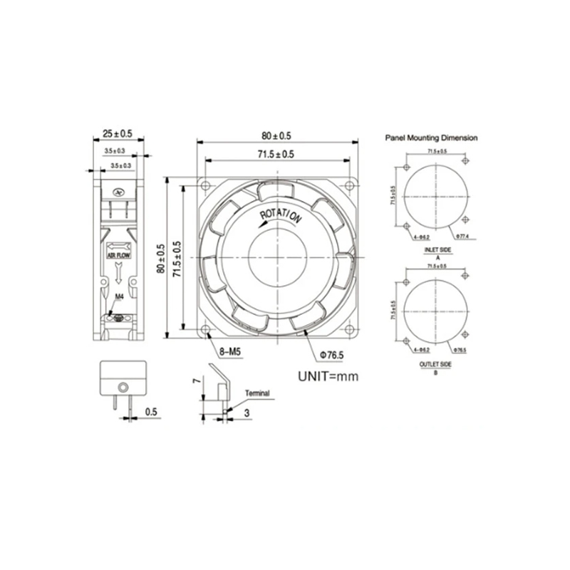 KAKU KA8025HA1 110V 0.12A Oil containing Axial Flow Fan IP55 Protection Waterproof Cooling Fan Low noise Fan