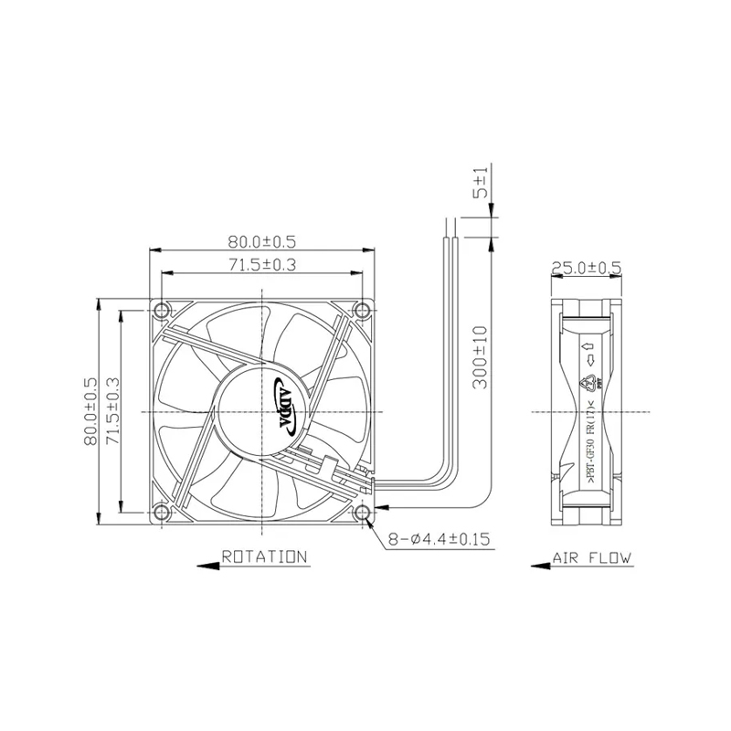 ADDA genuine AD08024HB257004.00H2 Old part number AD0824HB-A70GL  24V 0.16A 8025 cooling fan axial flow fan chassis cooling fan