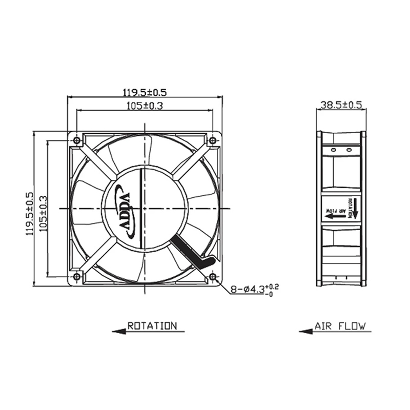 Authentic spot ADDA fan AA1282UB-AW 12038 AC220V ball cooling fan  low-noise axial flow fan manufacturer