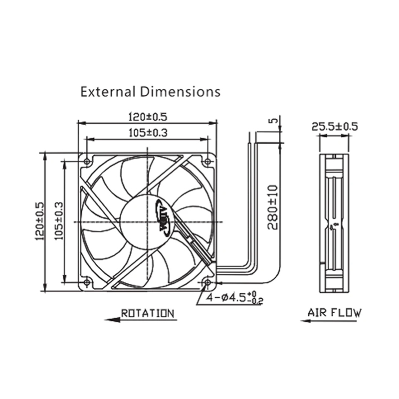 AD1224HB-A71GL ADDA 24V 0.19A 12025 Double Ball Cooling Fan 12cm Chassis Fan Low Noise Axial Flow Fan