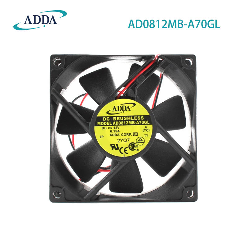 AD0812MB-A70GL ADDA 8025 12V 0.15A 8CM chassis silent cooling fan two wires Axial flow fan passed quality inspection certification