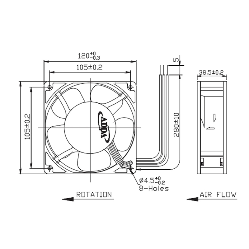 AD1212UB-F51 genuine ADDA fan 12038/12V 0.7A metal frame distribution cabinet cooling fan small axial fan wholesale
