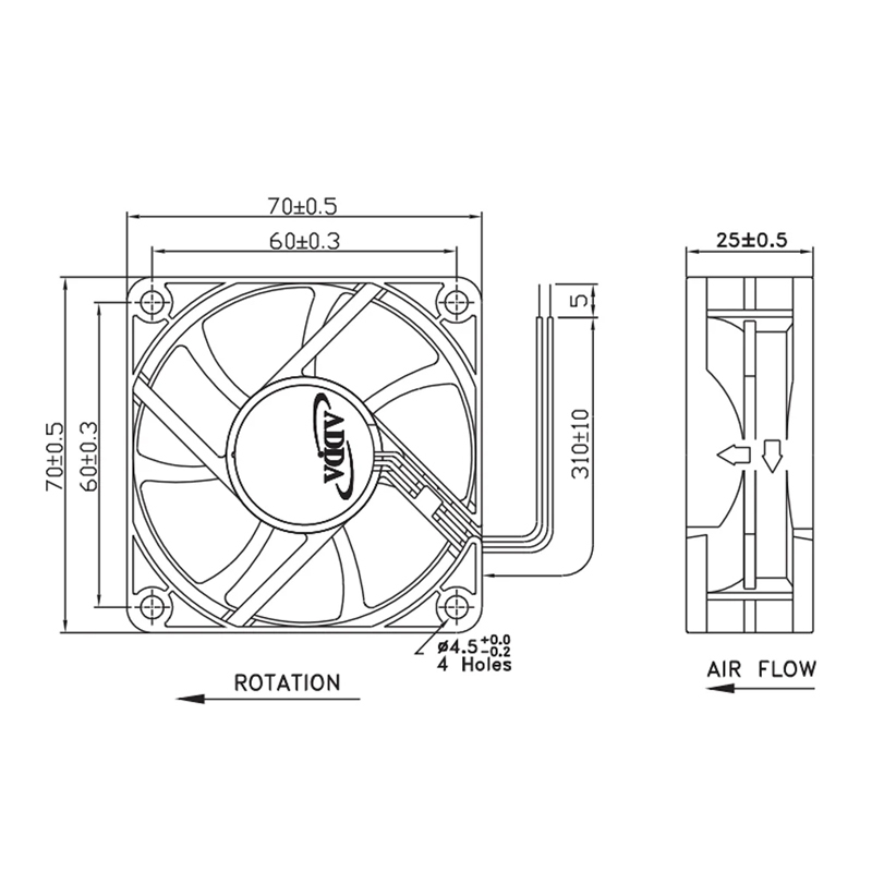 AQ0712HB-A70GL Spot supply ADDA 12V 0.19A 7025 Waterproof Fan Fish Tank Fan High temperature resistant axial flow fan