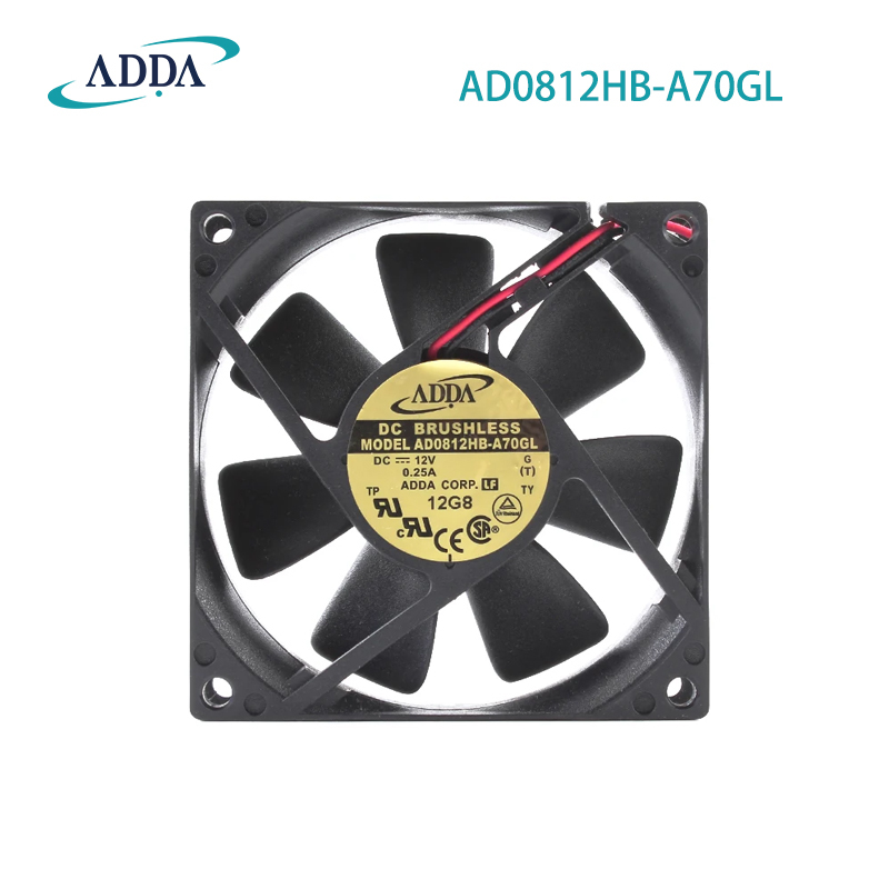ADDA AD0812HB-A70GL 8025 12V 0.25A 8CM Video Chassis Cooling Fan Procurement Axial Flow Fan Chassis Cooling Fan High Temperature Resistant