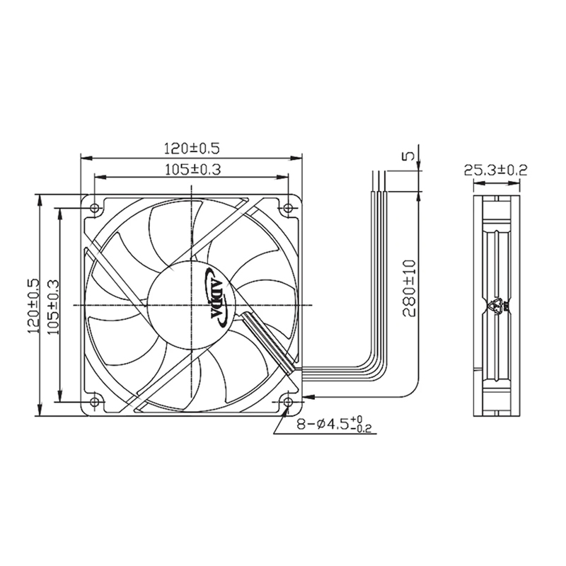 Authentic ADDA AD1212HB-A71GL 12025 12V 0.37A 12CM cooling fan air conditioner cooling fan structure compact and easy to install