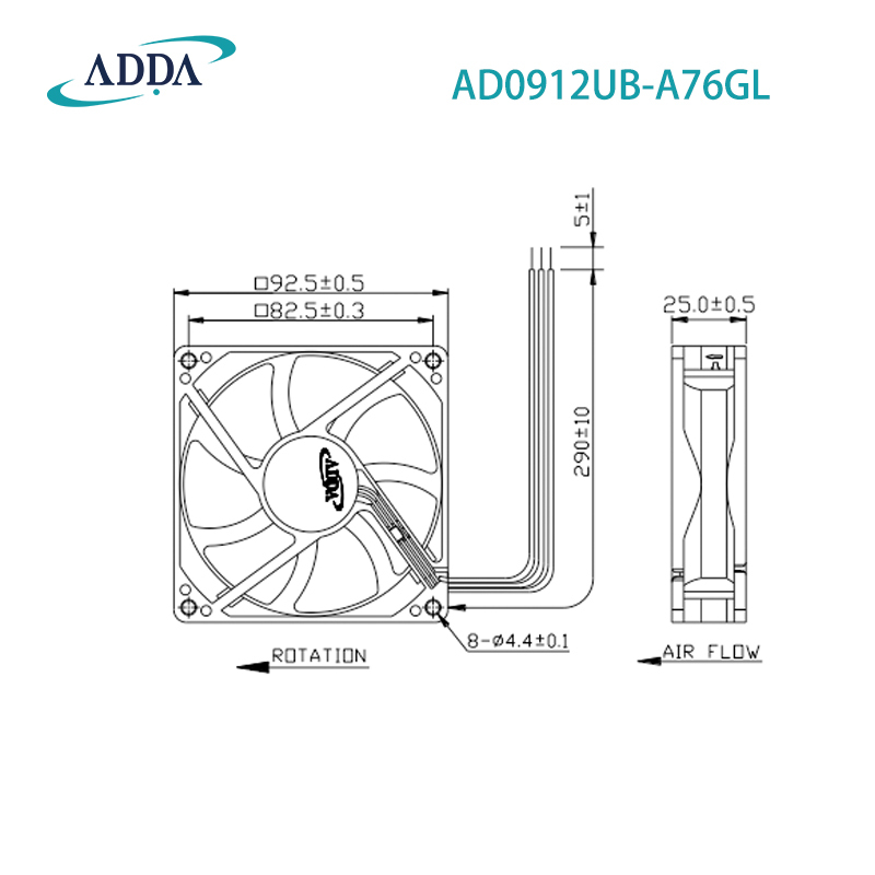 Original genuine ADDA AD0912UB-A76GL 9225 12V 0.3A Acer projector cooling fan 12v brushless fan Adda fan