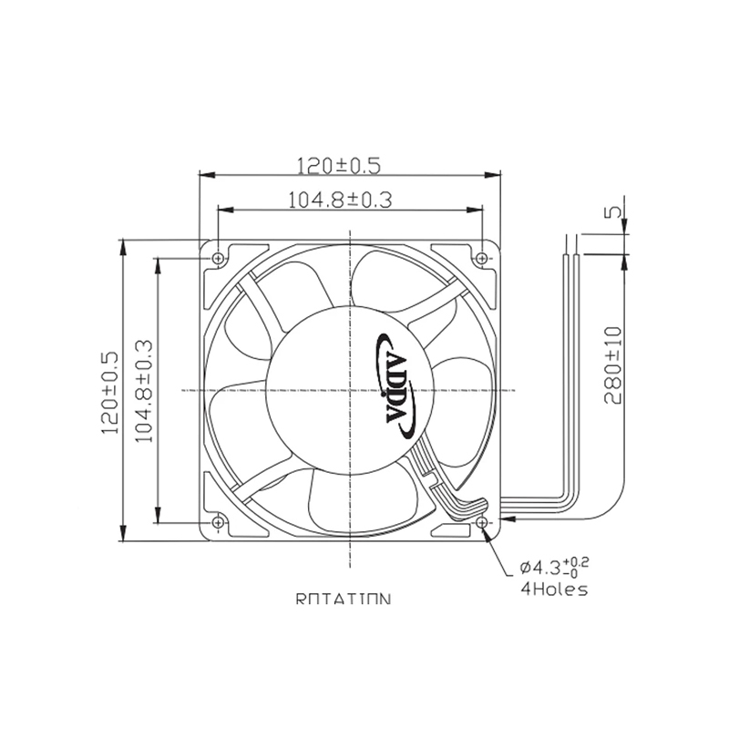 AQ1224HB-F51 3D fogging machine waterproof fan ADDA 24V 12038 IP55 DC brushless cooling fan power supply fan low noise