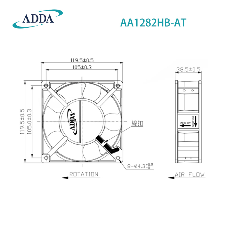 Original genuine ADDA AA1282HB-AT 220V 0.13/0.11A 12cm inverter fan cabinet fan small cooling axial fan