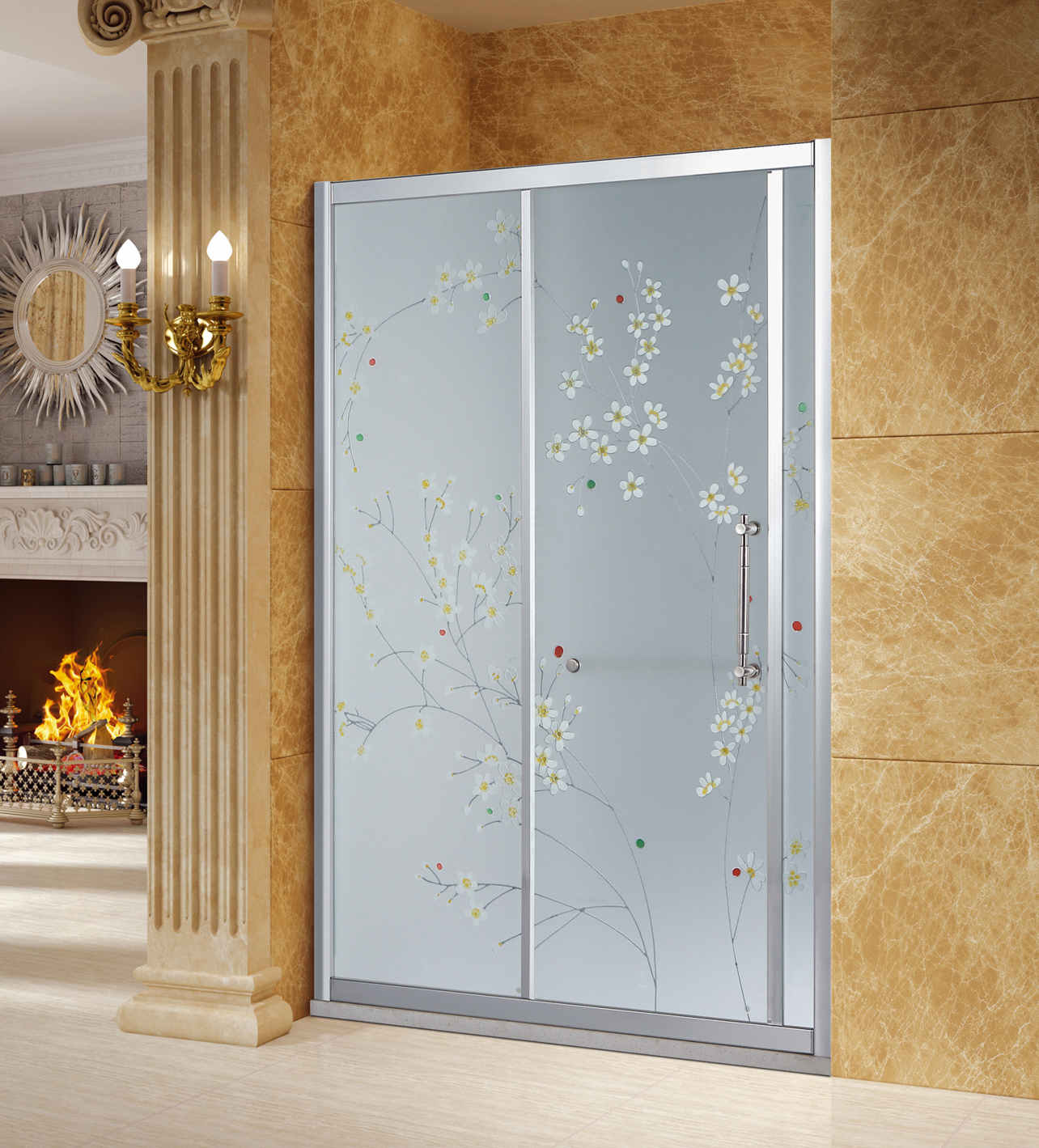 German Stainless Steel Frameless Sliding Shower Glass Door Shower