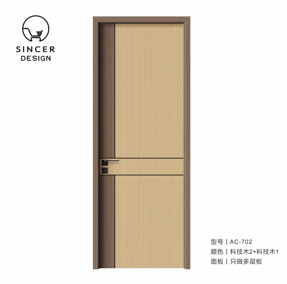 Hot Selling Carbon Crystal Board Wood Composite Fireproof Interior Doors Wooden Swinging Door
