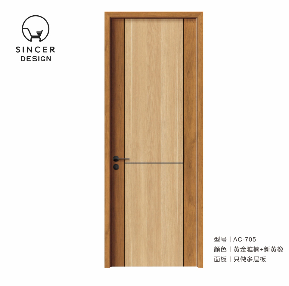 Sell Well Modern Design Internal Waterproof Simple Swing MDF Interior Shaker Wood Door For Hotel