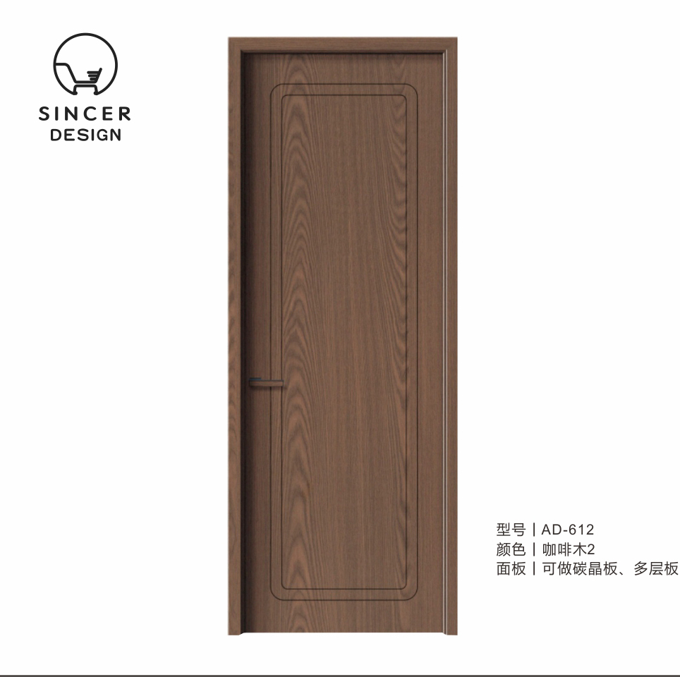 Simple Design Carbon Crystal Wooden Door For Interior Home Wood Door