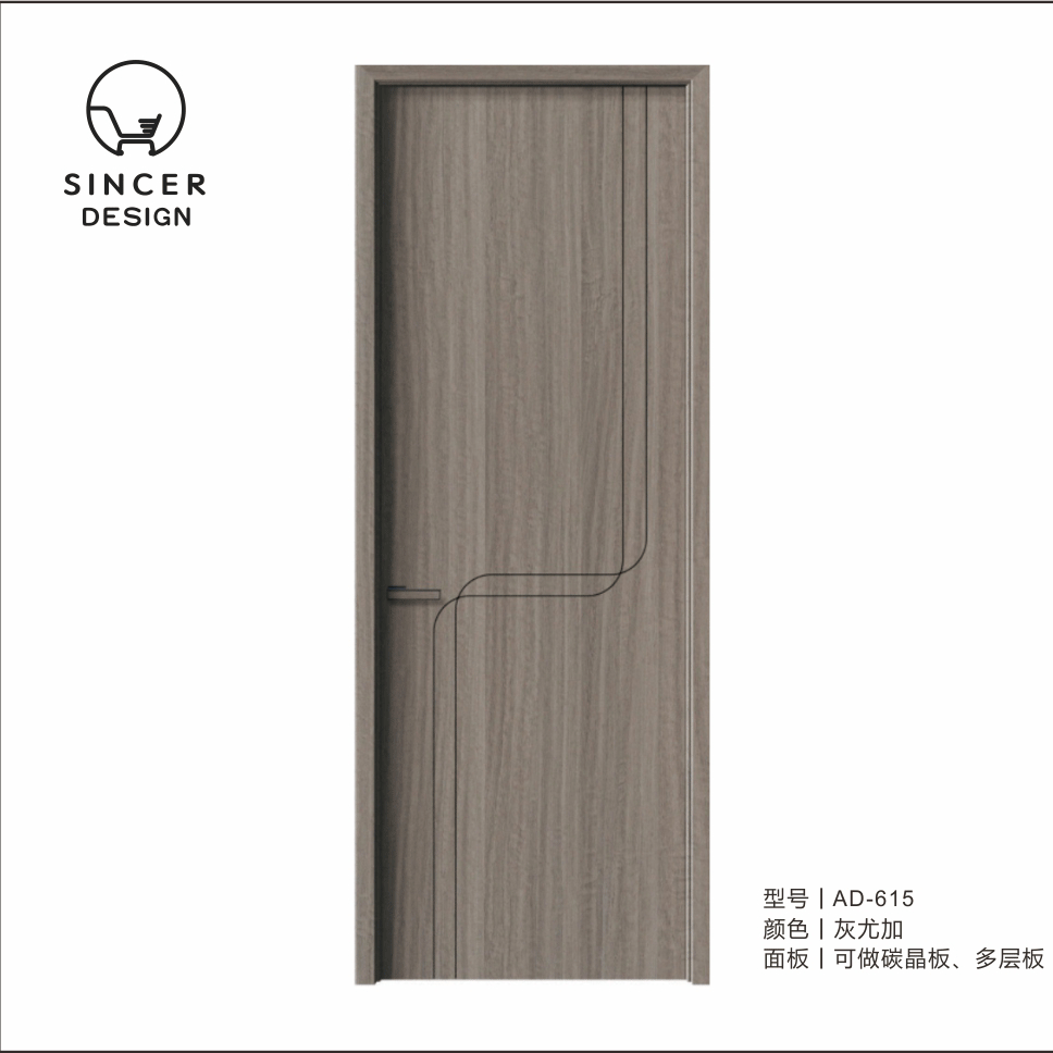 Simple Design Wooden Door For Interior Hotel And Villa Carbon Crystal Wood Material Doors