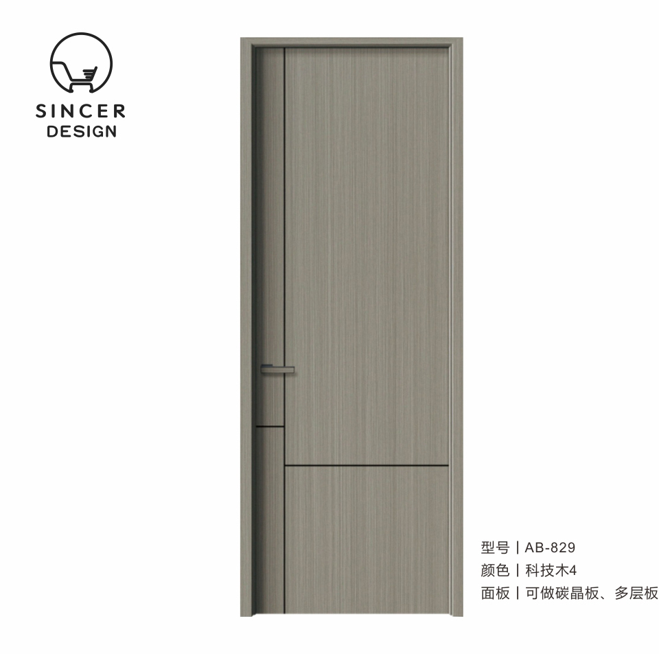 Modern Style Simple Design Carbon Crystal Wooden Door For Interior And Apartment Waterproof