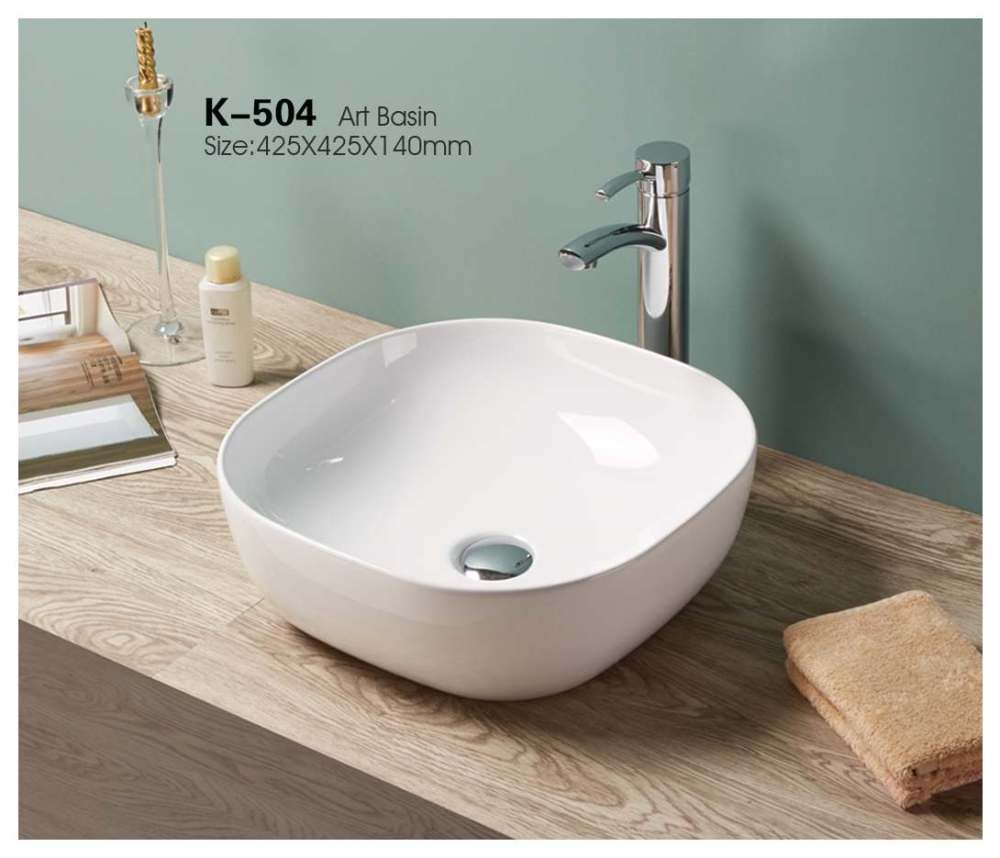Wholesale High Quality Countertop Lavabo Art White Wash Basin Luxury Ceramic Bathroom